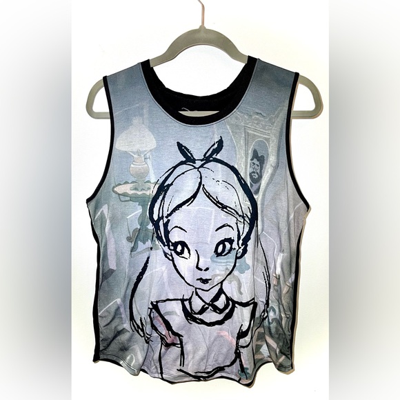 VGUC XL Disney Alice in Wonderland Sketch Sublimated Muscle Top - Picture 3 of 6